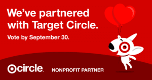 We've partnered with Target Circle, Vote by September 30, Target logo, Nonprofit partner