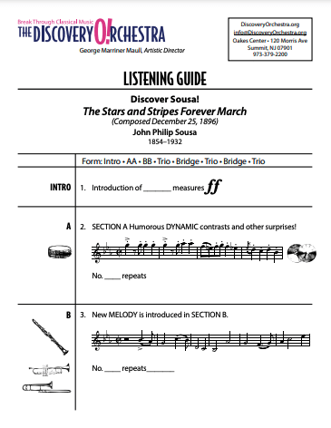 Listening Guide image from Discover Sousa, The Stars and Stripes Forever March