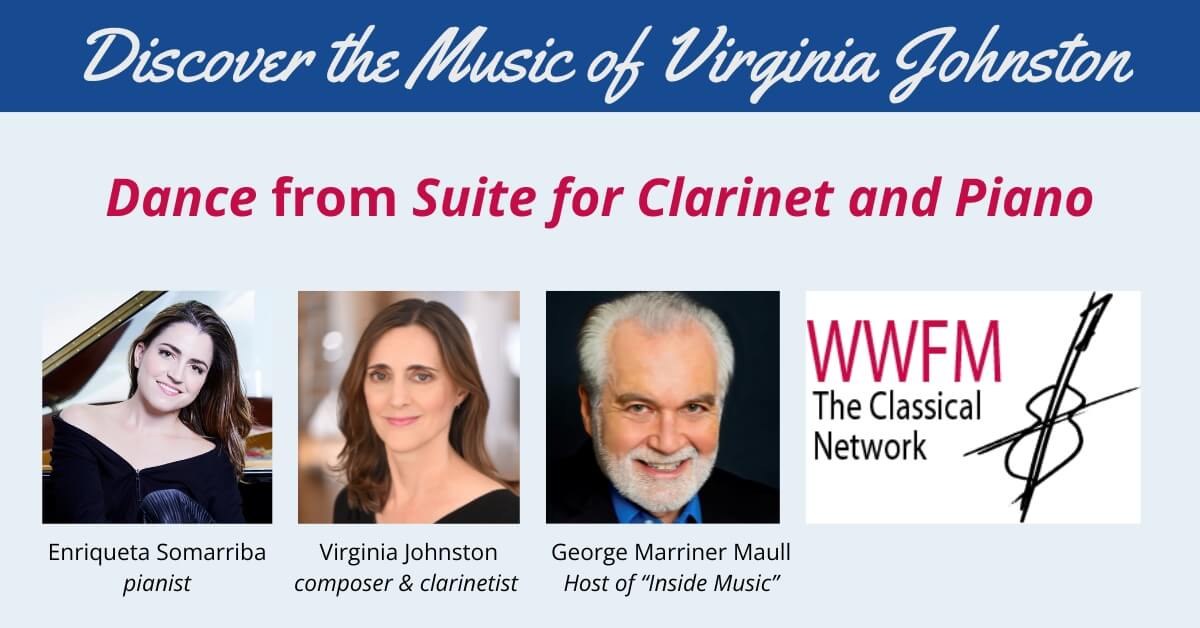 image of Enriqueta Somarriba, pianist; Ginny Johnston, composer; and Maestro Maull for the upcoming event entitled "Discover the Music of Virginia Johnston"