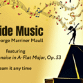 This image has a grand piano with music notes and a dancer floating at the top of it. It represents our radio show (Inside Music) episode entitled What's a Polonaise? Featuring Chopin’s Polonaise in A-Flat Major, Op. 53